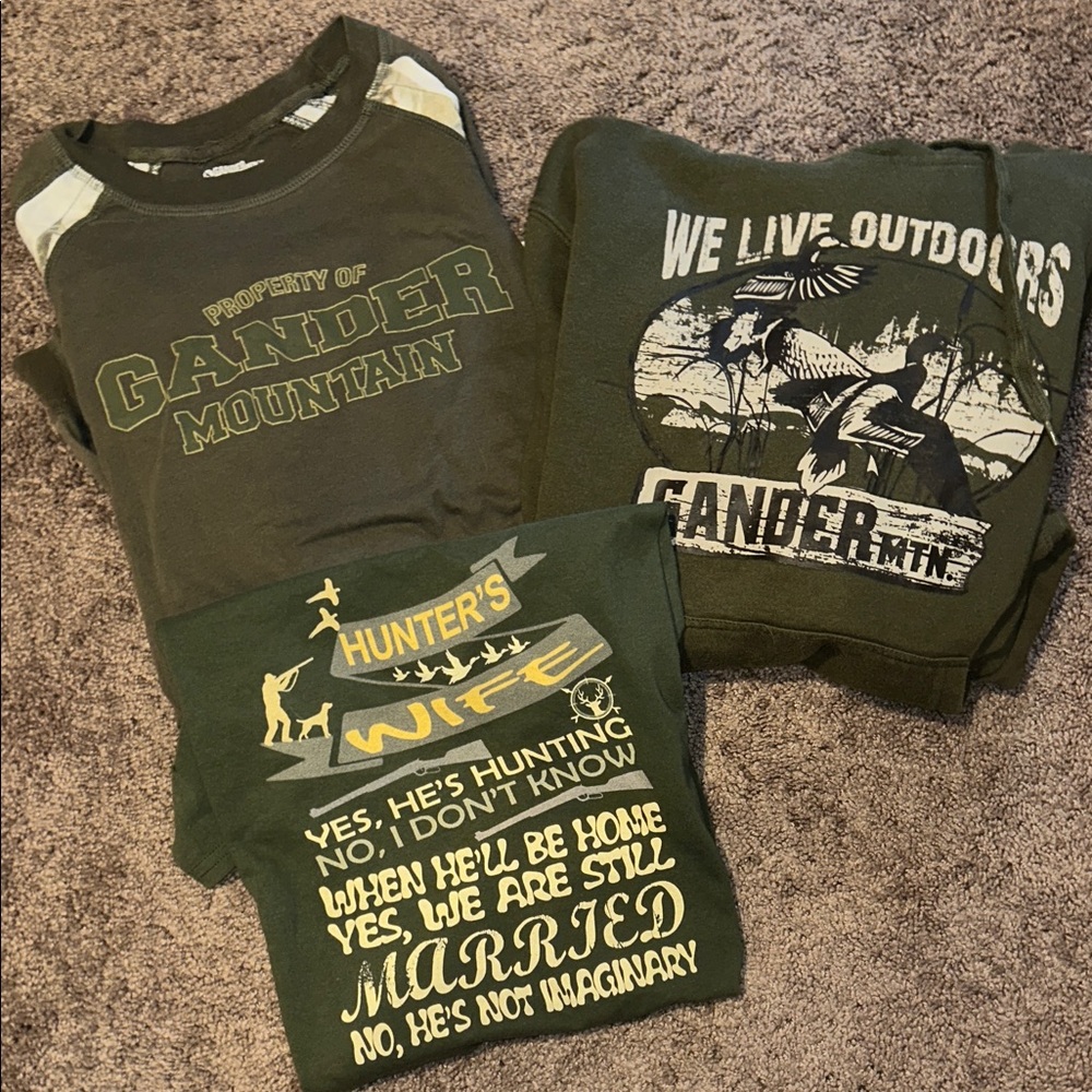 Hunters wife & gander mountain army green & camouflage top bundle